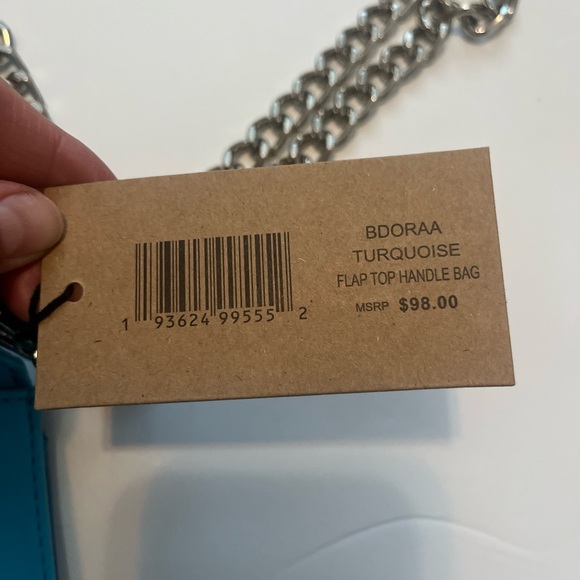 NWT STEVE MADDEN BDORAA mini FLAP TOP CROSSBODY BAG Top Handle & Chain,Turquoise - Picture 8 of 9